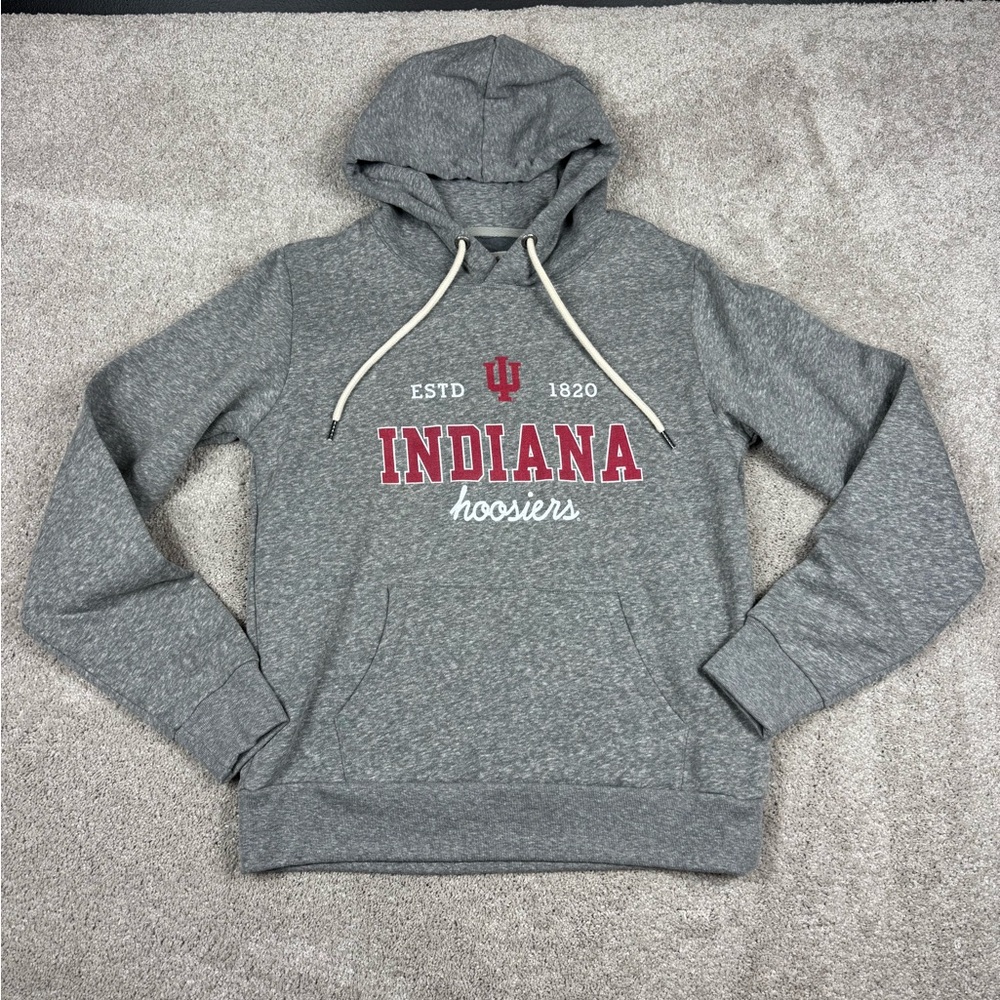 Indiana University League Heather Gray Hooded Sweatshirt Size Medium‎ Unisex